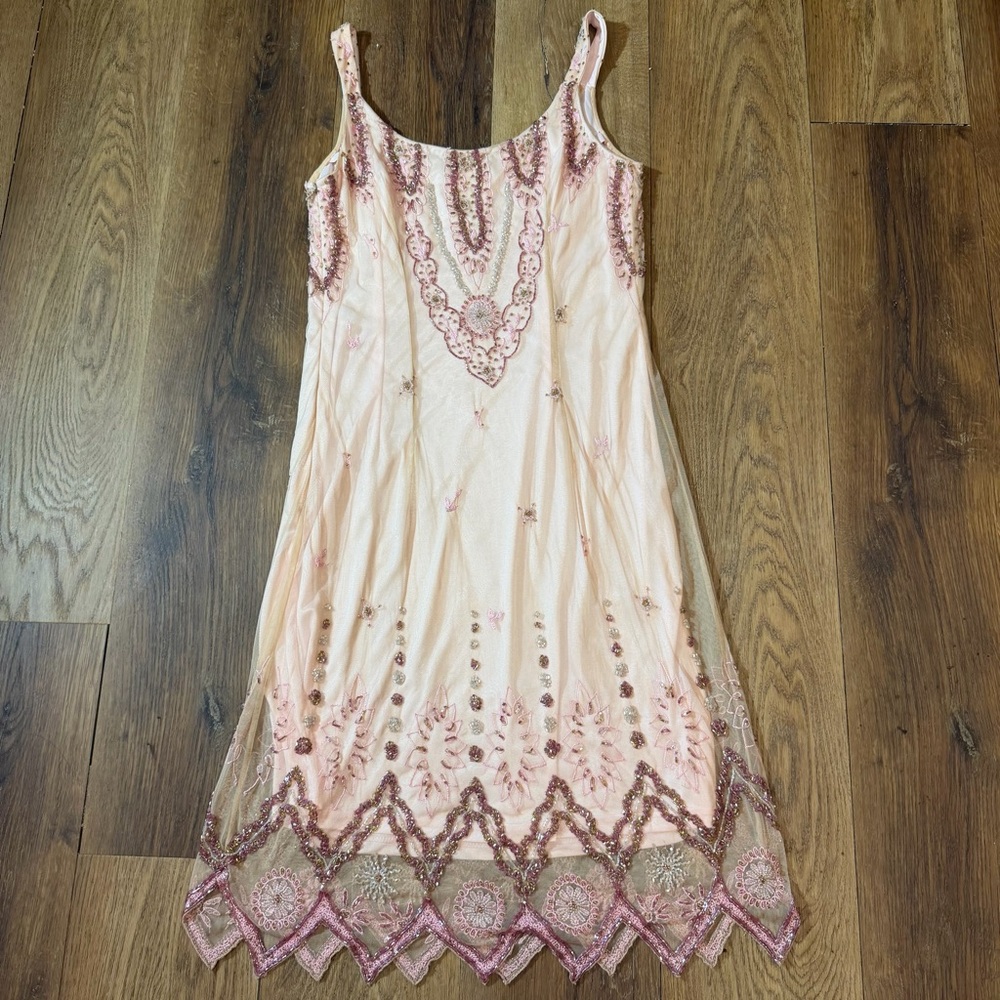 Vintage Y2K Beaded Dress Vintage Beaded Dress Fairy Mesh 20’s Flapper Dress Prom - Picture 3 of 13